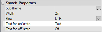 The 'Text for on state' property setting.
